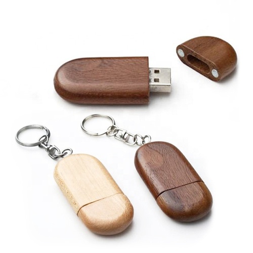 wooden bamboo usb flash drive with keychain